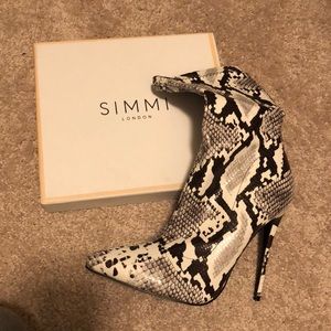 Snake skin print booties